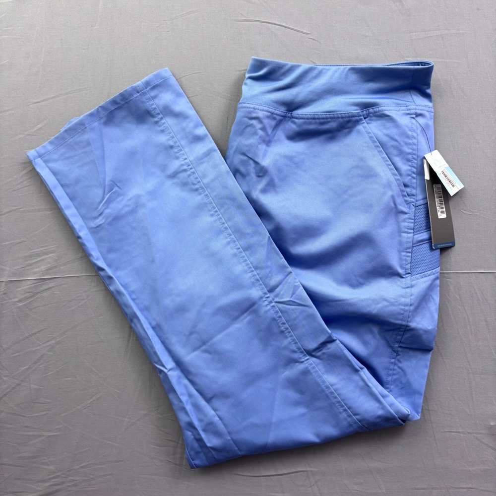 AUW Active Scrub Pants Womens XL‎ Blue Mesh Panel Cargo COOLMAX 67102-CBL NWT